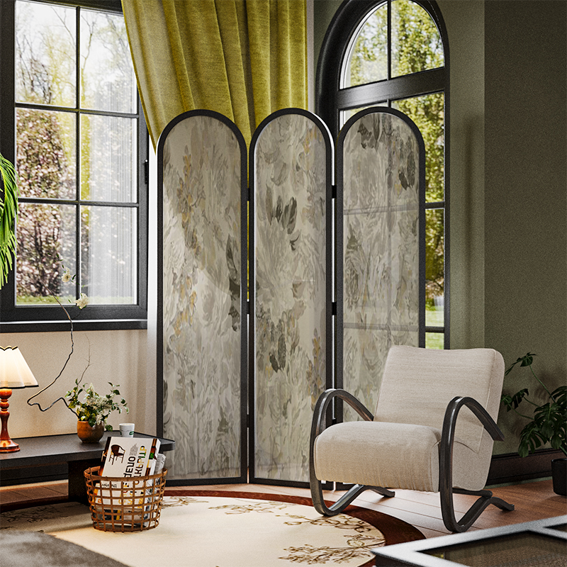 美式法式复古艺术实木屏风隔断装饰玄关客厅入户小众民宿移动折屏