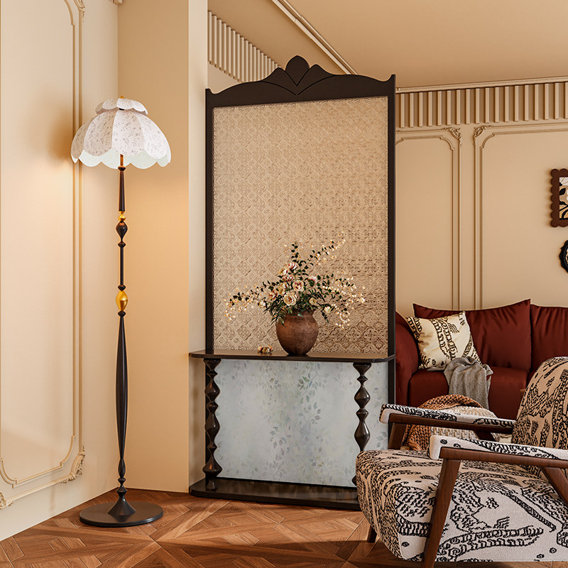 法式美式混搭风实木海棠玻璃屏风隔断墙装饰客厅遮挡玄关艺术座屏