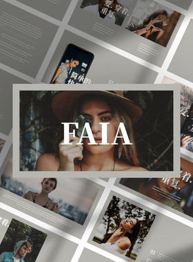 【FAIA】PPT中文动态模板keynote极简作品集年度报告有配图字体