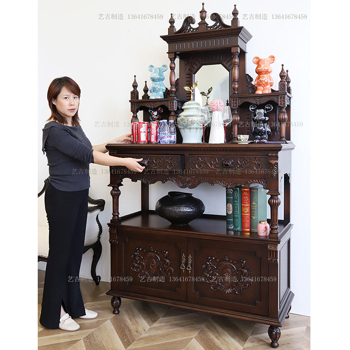 老上海西洋海派古董柚木原木家用怀旧餐边柜法式乡村复古商城装饰