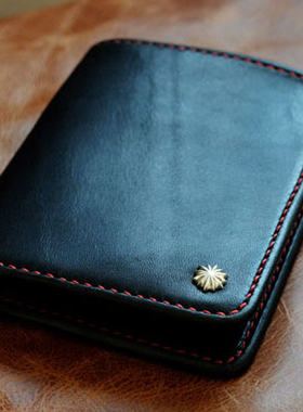 cigar楠哥手工925小银钉竖版日本枥木鞍革钱包财布短钱包goro's款