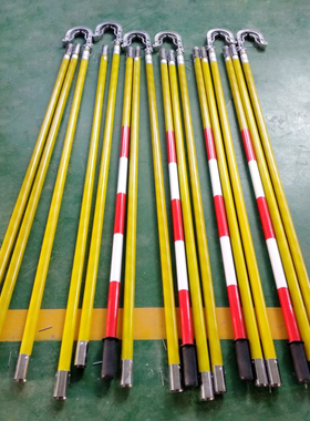 27.5kv接地棒 4节7.2米高压接触网接地线 黄色绝缘杆 铁路接地棒