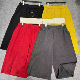 宽松显瘦百搭加绒保暖小个子八分裤 松紧腰阔腿休闲裤 女胖MM大码