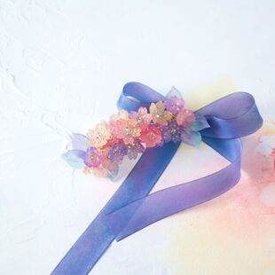 minne日本代购 水彩真丝绸带气质樱花发夹女生礼物 Creema 豆记