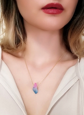日本不）渐变色水晶项链