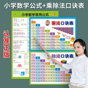 【小学通用】小学生学习挂图儿童九九乘除法加减法口诀表全套墙贴