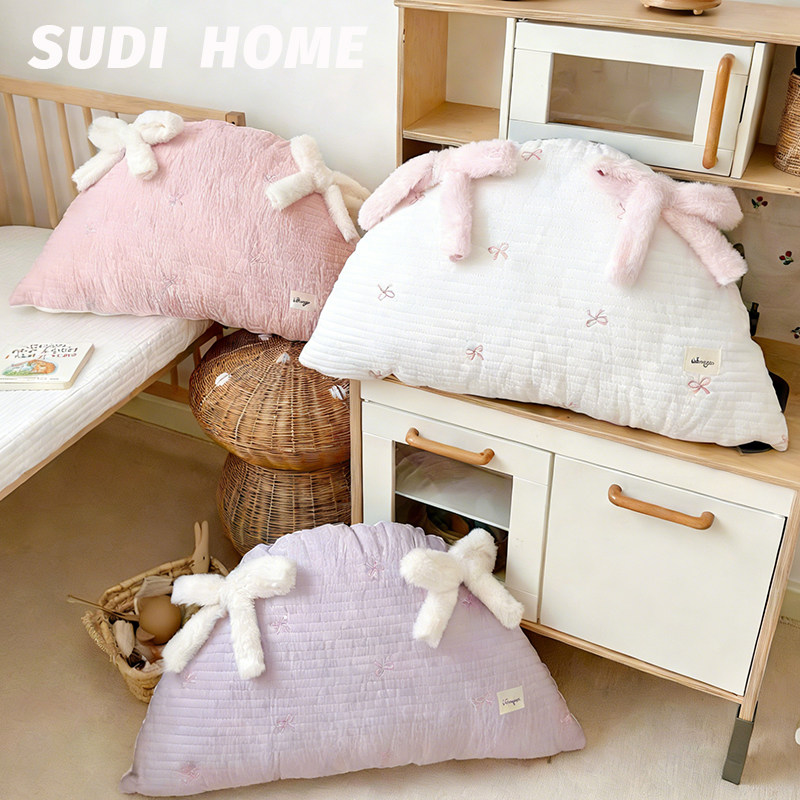 可爱蝴蝶结床头软包靠背全棉水洗棉婴儿床防撞靠枕卧室榻榻米靠垫,居家布艺,床头靠垫,淘宝优惠券,粉丝福利购,淘宝优惠卷
