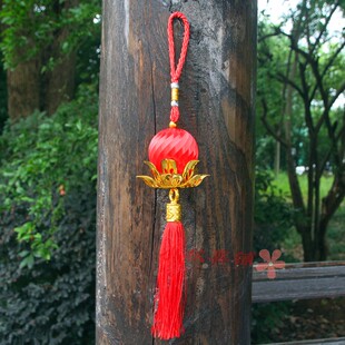 新品丝线红灯笼盆景植物挂件装饰婚房客厅喜庆小鱼挂件中国结流苏