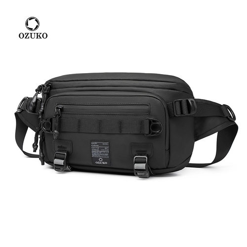 ozuko/健能腰包大号单肩斜挎包户外运动骑行包男款多功能防水胸包