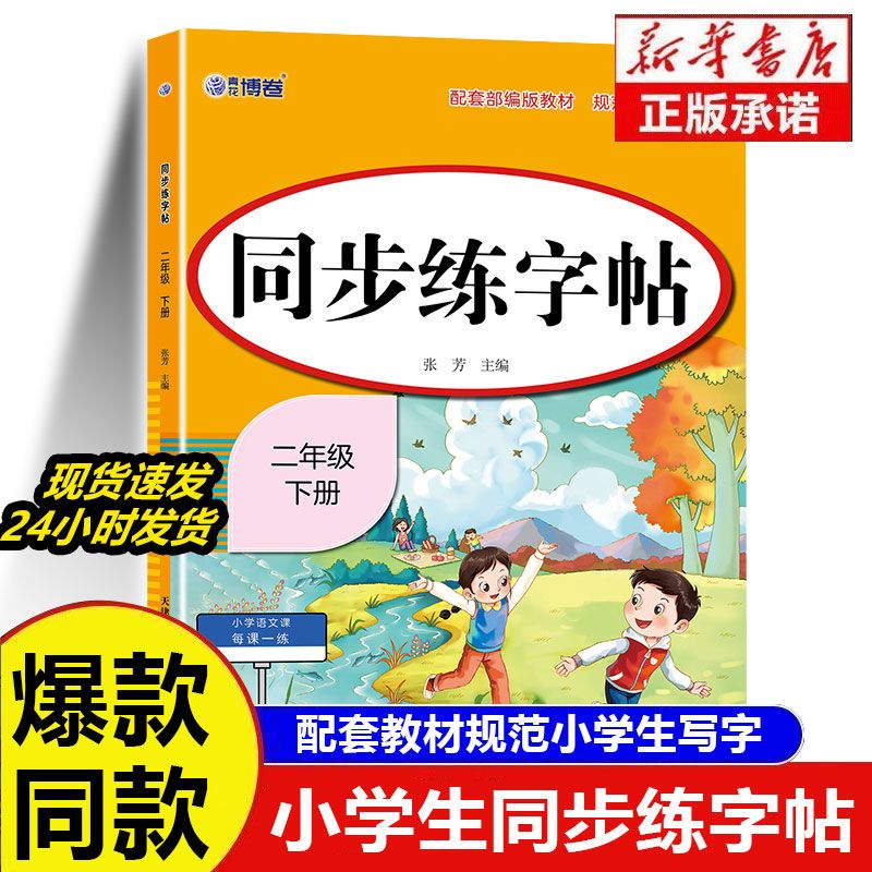二年级下册练字帖语文同步字帖人教版每日一练小学2年级下部编版三年级快乐读书吧名著知识点试卷学生一二三好词作文起步练习素材