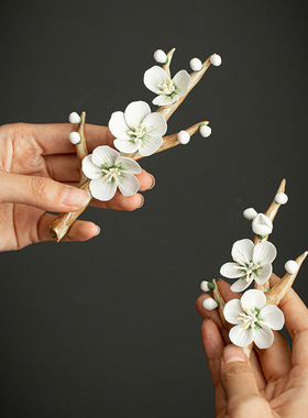 笔托茶插中式书房茶室手工陶瓷