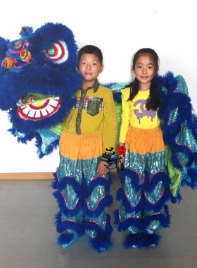 红色、黄色、蓝色、绿色儿童舞狮狮头纯羊毛双人儿童南狮醒狮特价