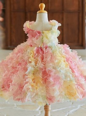 主持花童生日女童里料棉布礼服