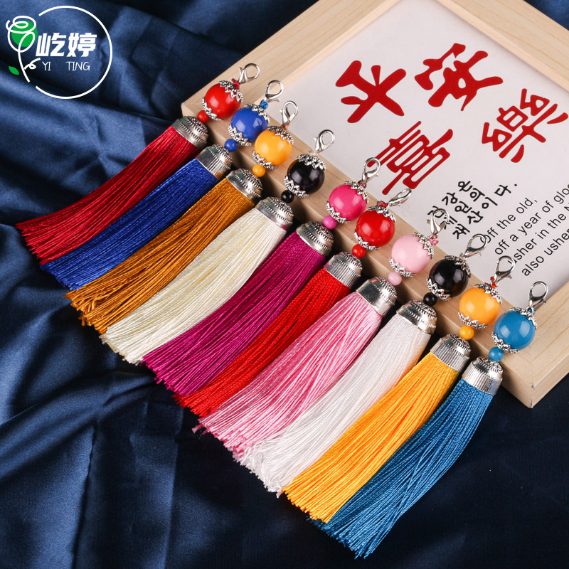 短款龙虾扣流苏穗子红色diy包包图片