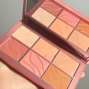 六色腮红盘组合多色哑光自然化妆师专用舞台新娘妆卡梅拉晒红柔雾