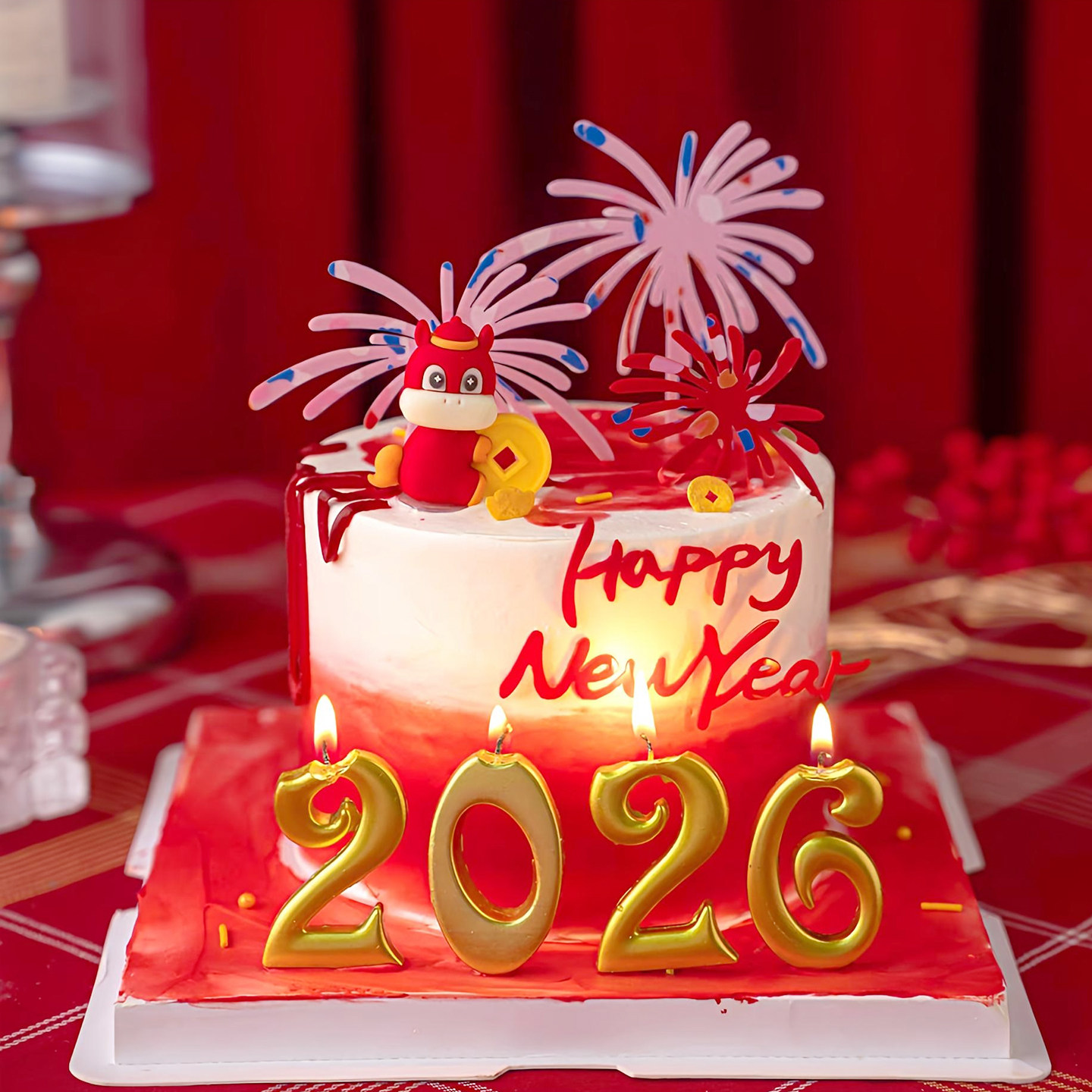 包邮2026数字蜡烛马年跨年蛋糕装饰摆件卡通小马礼花新年快乐插件,节庆用品/礼品,蛋糕/烘焙装饰用品,淘宝优惠券,粉丝福利购,淘宝优惠卷