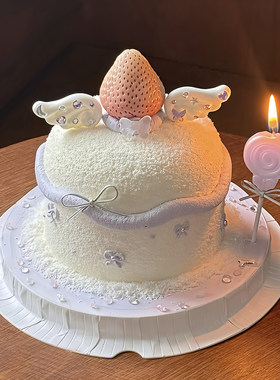 包邮网红生日蛋糕装饰摆件唯美爱心天使翅膀草莓干佩斯硅胶模具