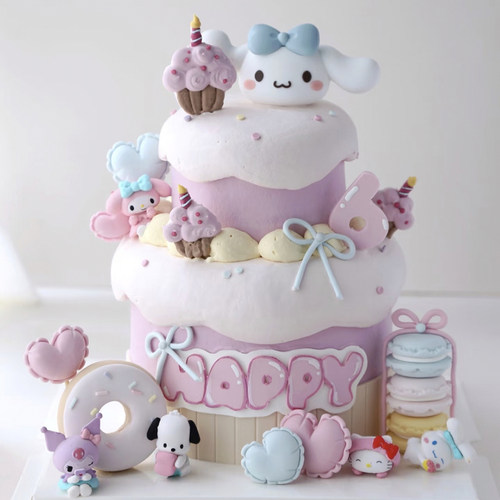 包邮网红烘焙蛋糕装饰摆件ins风生日三丽鸥可爱玉桂狗甜品台插件
