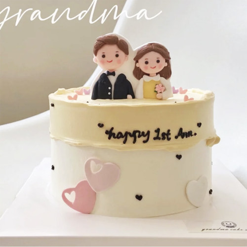 情人节烘焙蛋糕装饰摆件周年纪念新婚婚纱人偶围边蝴蝶结生日插件