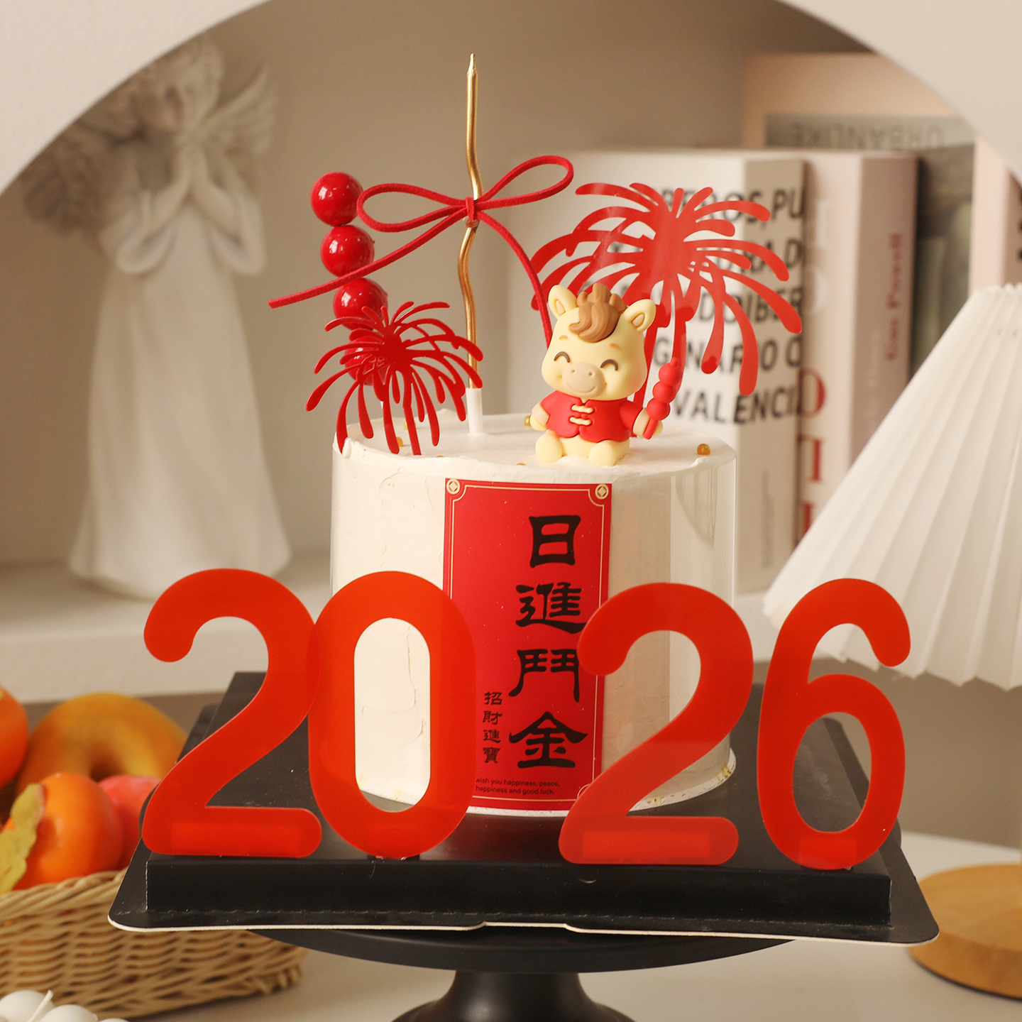 包邮新年2026亚克力马年贴纸插件小马软胶跨年节日派对蛋糕装扮