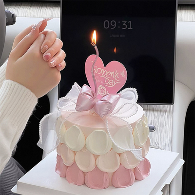 3.8女神节妇女节网红烘焙蛋糕装饰插件爱心卡片粉蝴蝶结ins风插牌