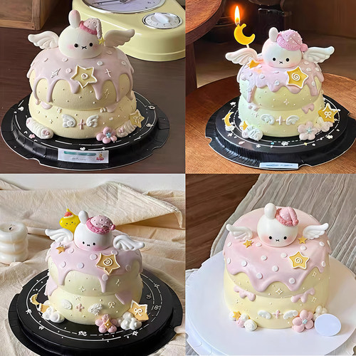 网红ins风蛋糕装饰小兔子摆件