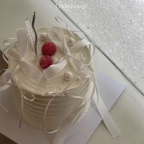 七夕情人节网红小仙女生日蛋糕装饰摆件ins风简约丝带蝴蝶结插件