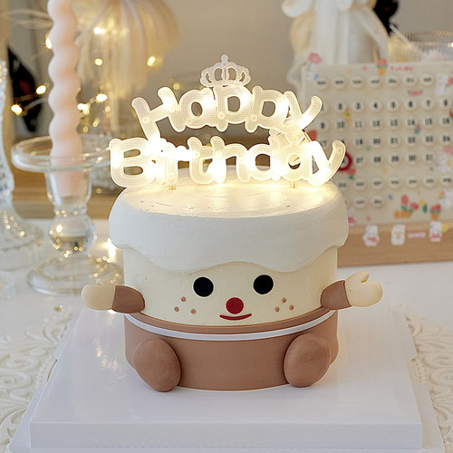 包邮网红烘焙蛋糕装饰摆件Jellycat蜡烛小脚发光生日快乐灯插件