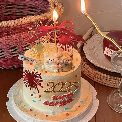 网红春节跨年元旦烘焙蛋糕装饰插件亚克力2025礼花套装氛围插牌