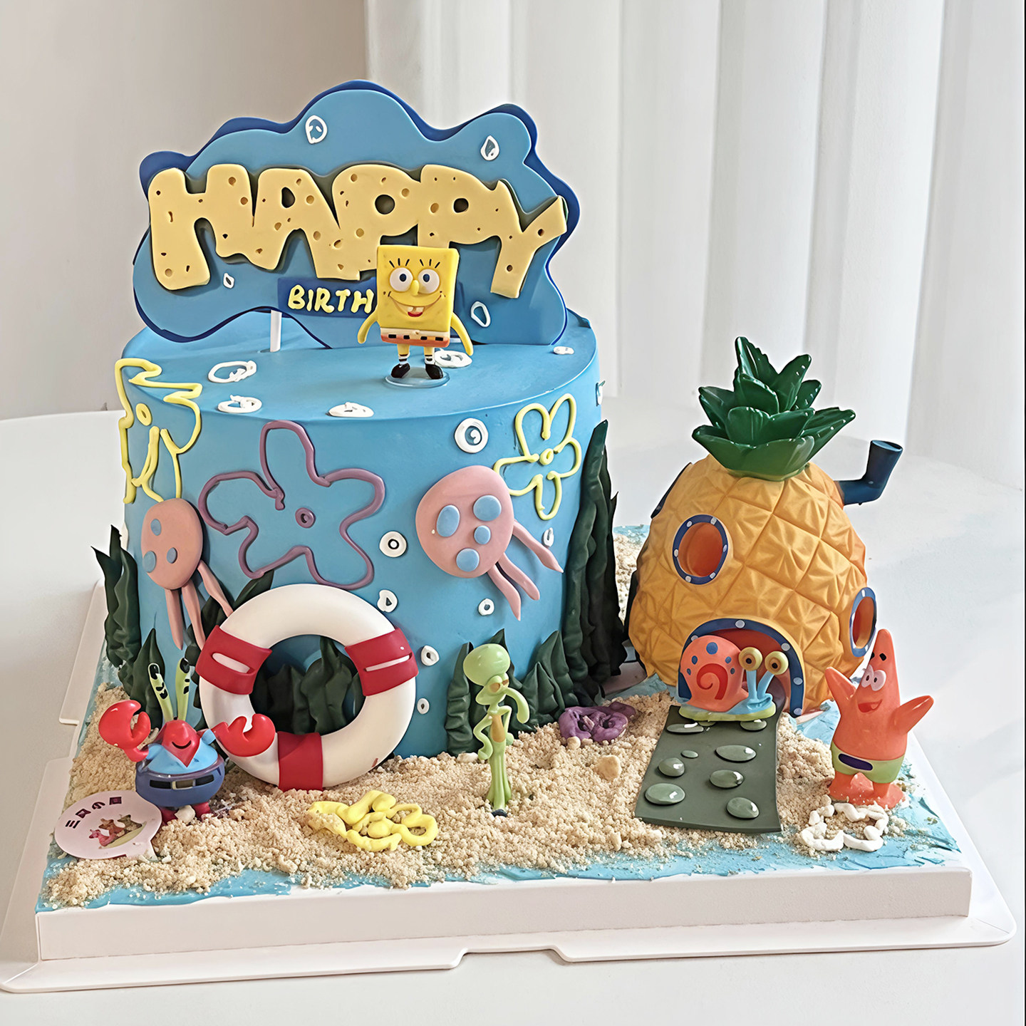 龚妹妹网红海绵宝贝生日蛋糕装饰