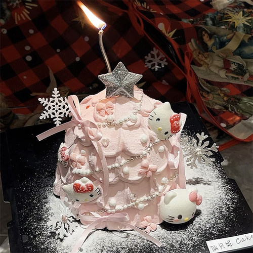 浪漫粉色kt星星雪花蛋糕装饰插件