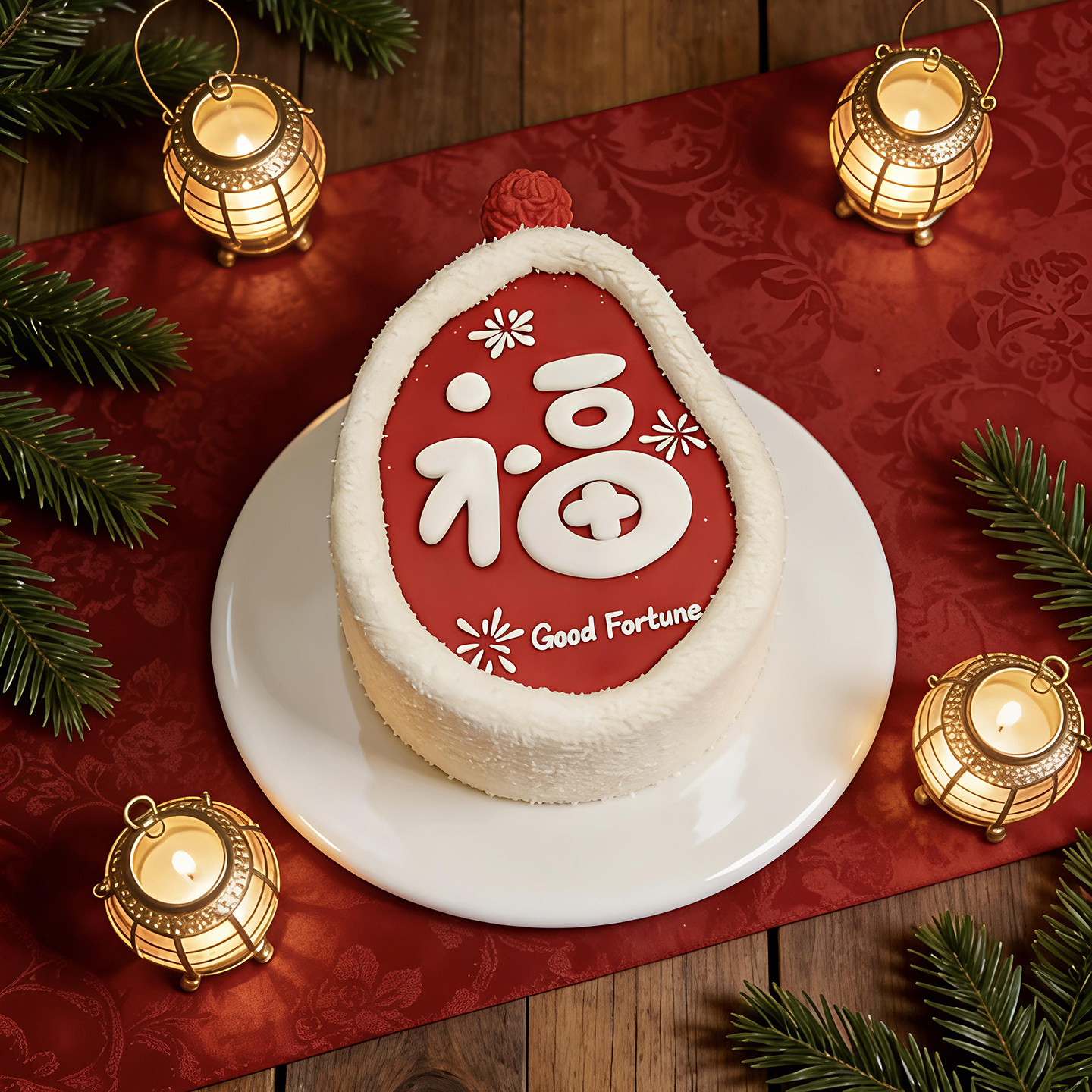 包邮2006网红新年元旦跨年春节6寸福字蛋糕切模捏福翻糖模具