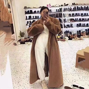 水貂绒环保皮草过膝大衣女秋冬加厚2022新款宽松毛毛外套中长款潮