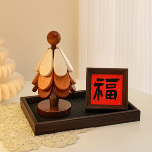 高级感圣诞树隔热垫餐桌摆件创意装饰品实木家用防烫锅垫杯垫碗垫