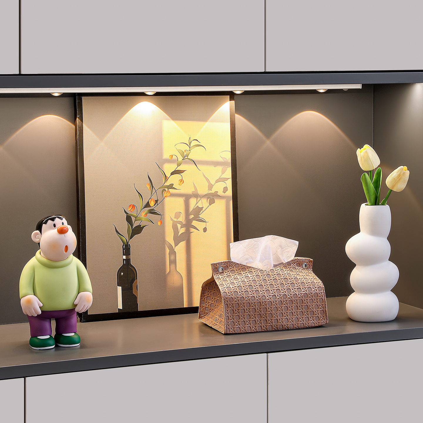 高档纸巾盒藤编纹实用办公室桌面抽纸盒家用客厅入户玄关收纳摆件