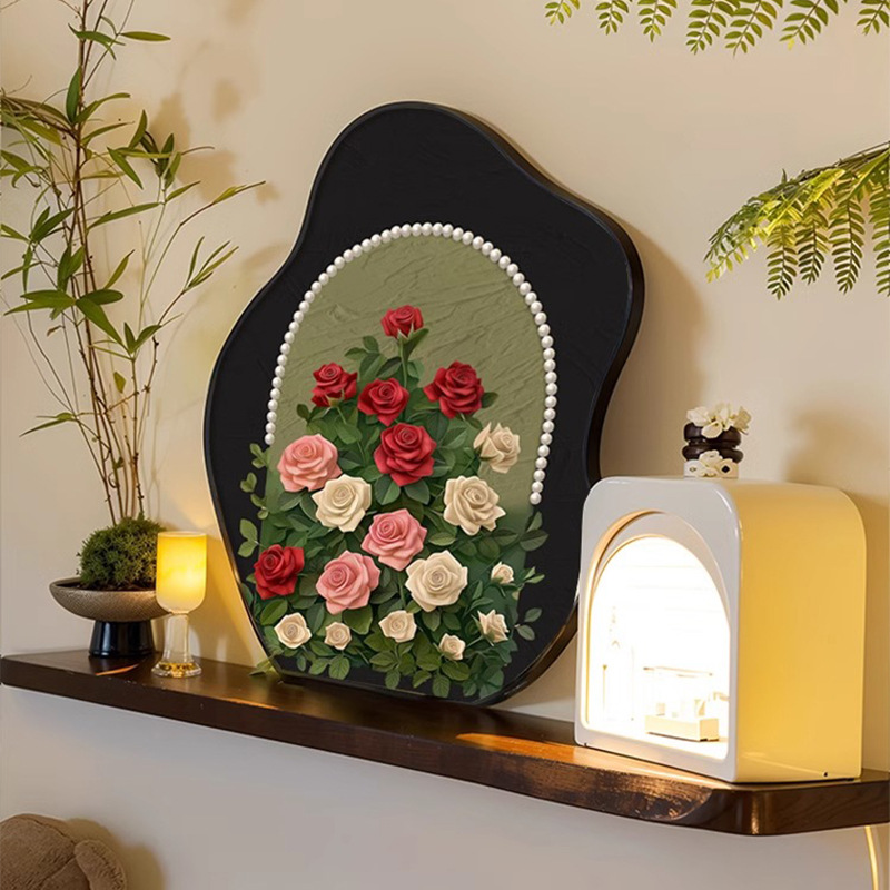 珍珠玫瑰中古风桌面斗柜小众摆画