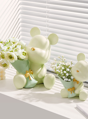 创意捧花暴力熊客厅玄关摆件家居电视柜桌面装饰品乔迁新居小礼品