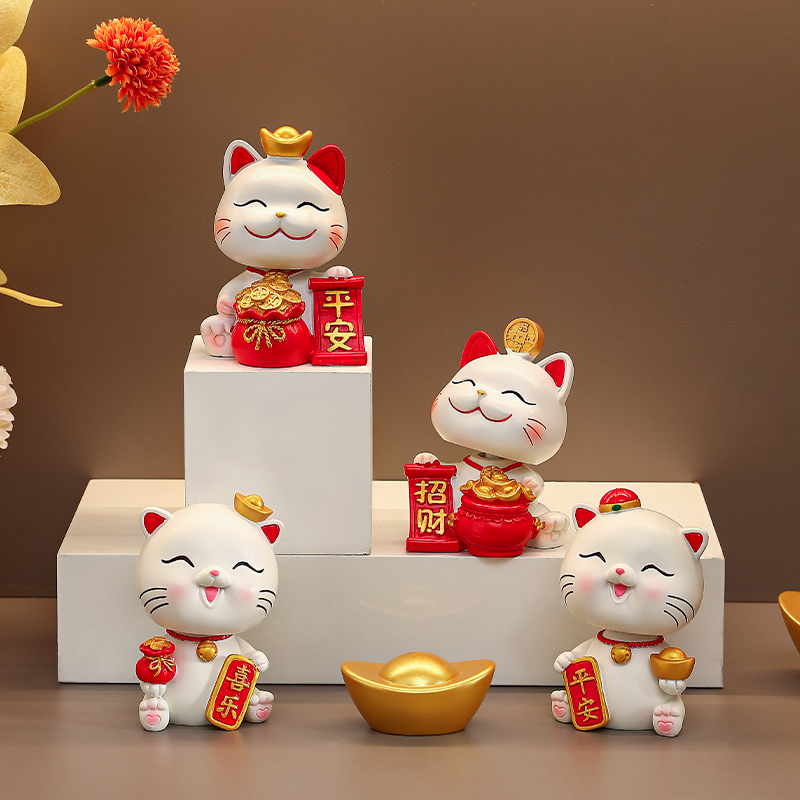 创意招财猫摆件小型家居客厅装饰