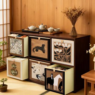 海贝海中古风收纳箱卡莱克格子柜藤编收纳盒储物整理盒布艺收纳筐