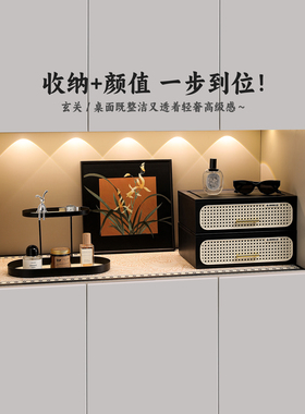 中古风玄关钥匙收纳摆件客厅餐边柜法式高级感轻奢进门口装饰摆画