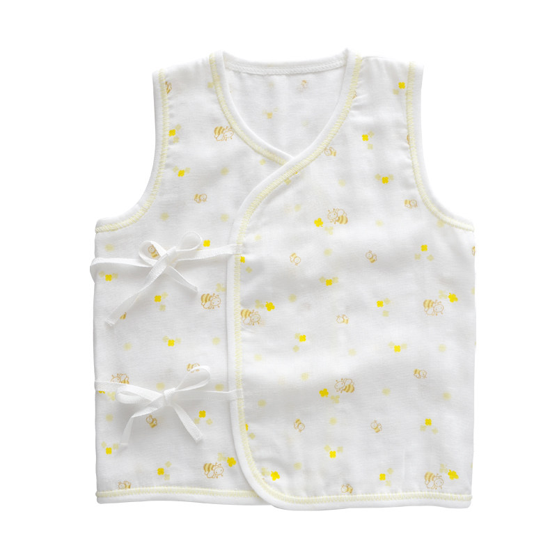 盛哲卡新生儿衣服夏婴儿背心纱布衣服夏无袖纯棉纱布背心宝宝初生