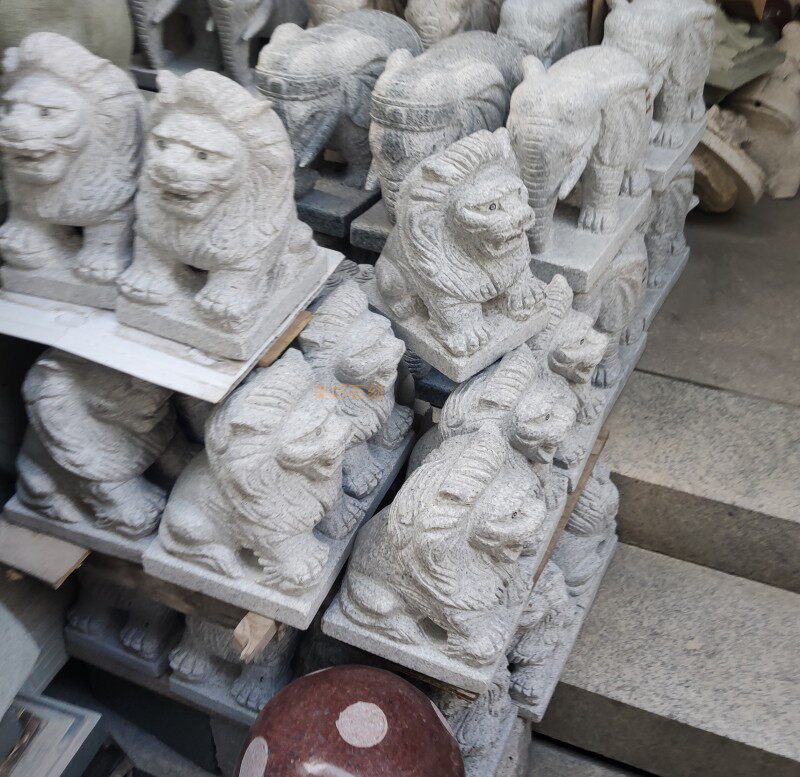 天然花岗岩雕刻石狮子狗狮镇宅原石狮子陵园古建风水石雕复古狮子