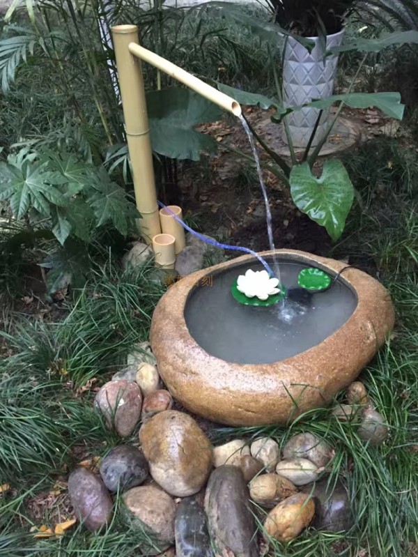 天然鹅卵石鱼缸大自然溪石池门海