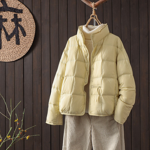 欧洲站轻薄短款羽绒服女2025冬季新款时尚立领显瘦白鸭绒保暖外套