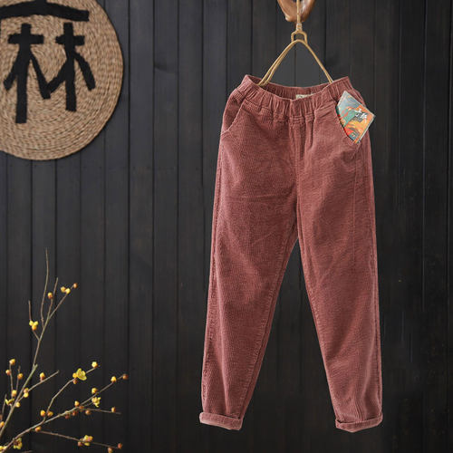 文艺原创西缺秋冬新款灯芯绒裤子