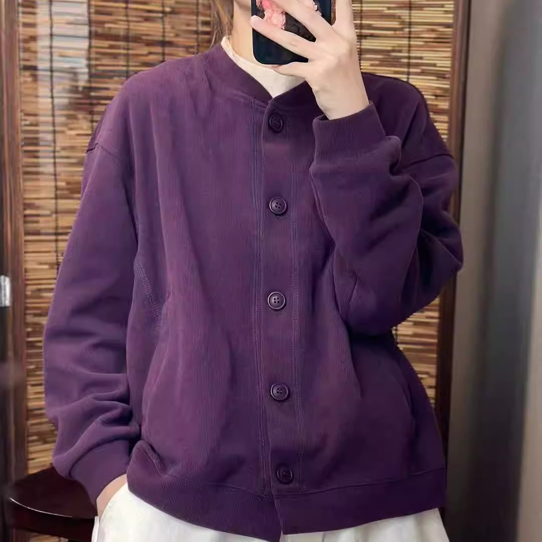 2025秋冬复古针织棉外套女休闲