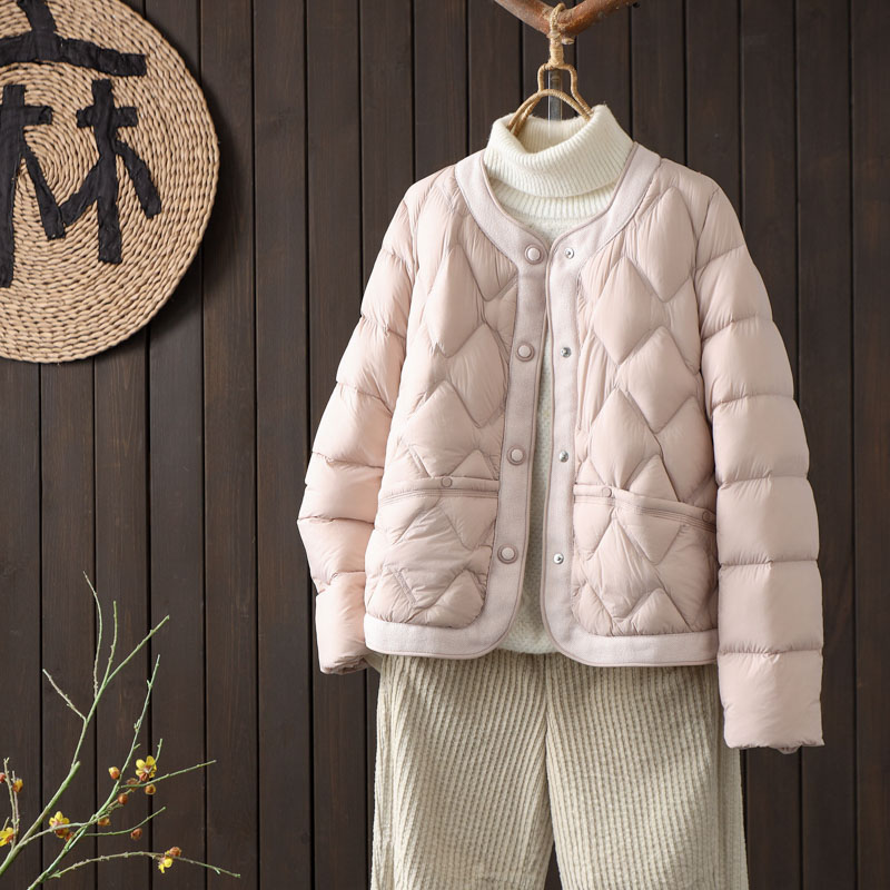 小香风轻薄羽绒服女短款90白鸭绒