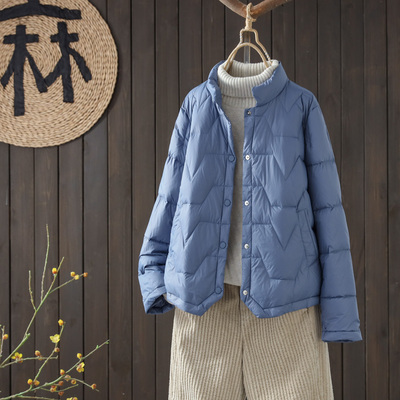 文艺立领显瘦90绒保暖羽绒服女