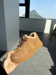 雪地靴棉鞋 25秋冬毛毛鞋 官方359加绒加厚百搭舒适德训鞋 真皮 包邮