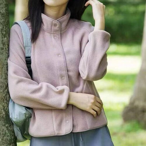 反季节抄底秋冬户外休闲抓绒衣女徒步防风保暖立领开衫万粒绒外套